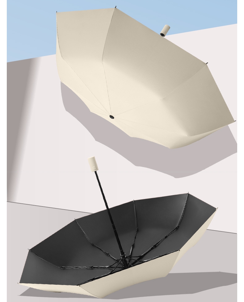 Pure Color 3 Fold Automatic Umbrella OEM detail photo 2