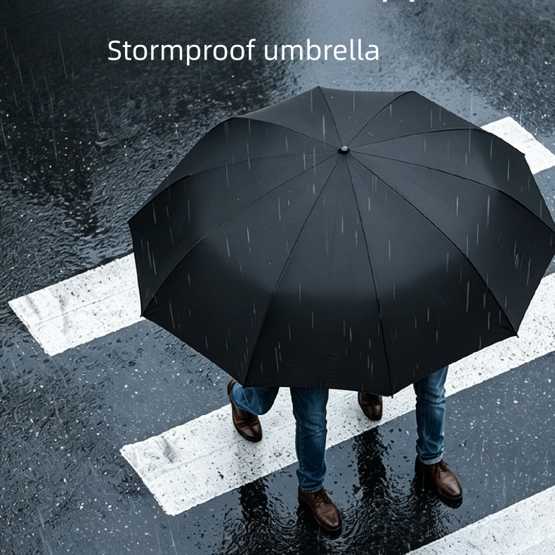 Ring Buckle Handle Folding Umbrella — Automatic Umbrella OEM for outdoor and golf programs, custom logo, image 2