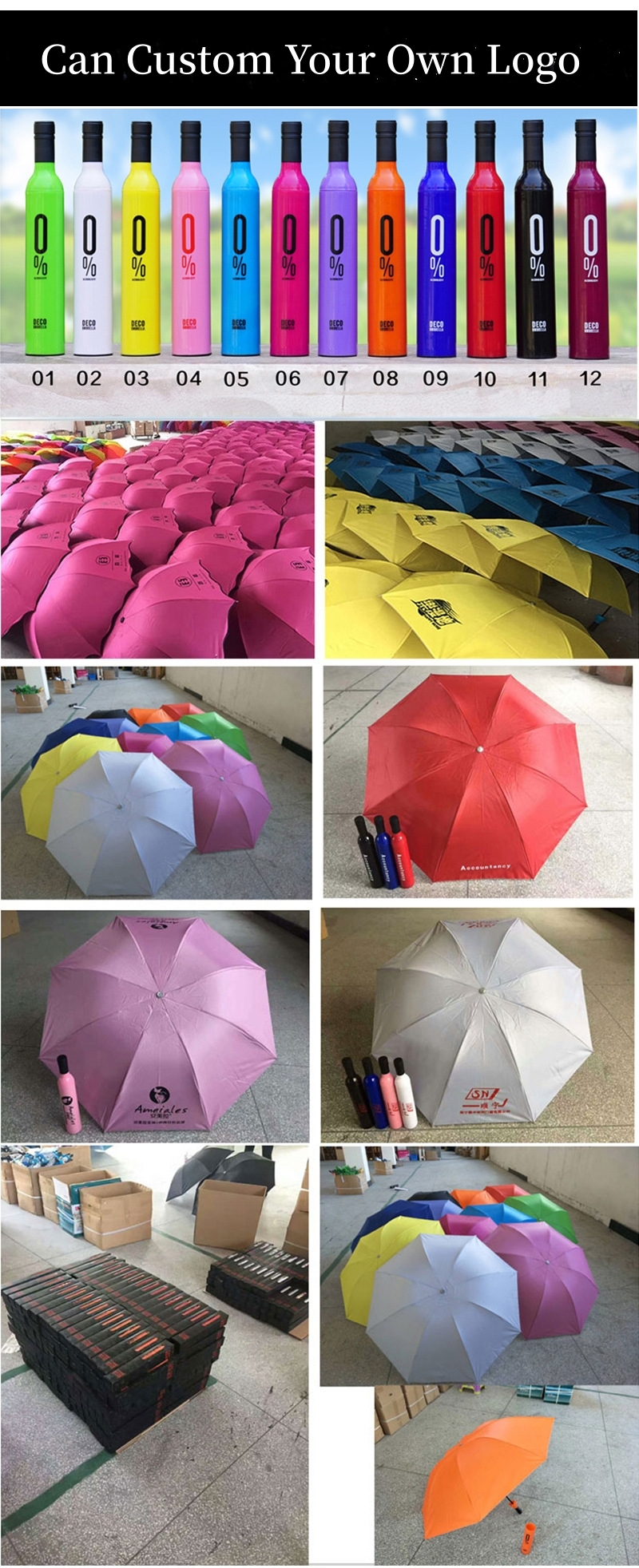 Promotional Gift Wine Bottle Shape Umbrella OEM detail photo 5